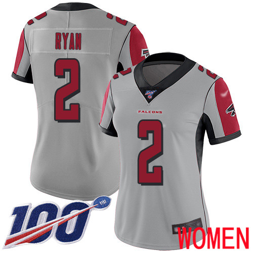 Atlanta Falcons Limited Silver Women Matt Ryan Jersey NFL Football #2 100th Season Inverted Legend